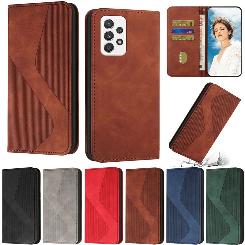 Luxuy Casing For Samsung Galaxy A54 5G A34 A14 5G A13 5G A23 M23 A52S A12 F12 M12 A52 5G A72 5G A13 4G A14 4G Matte Wallet Soft Pu Leather Flip Cover Case