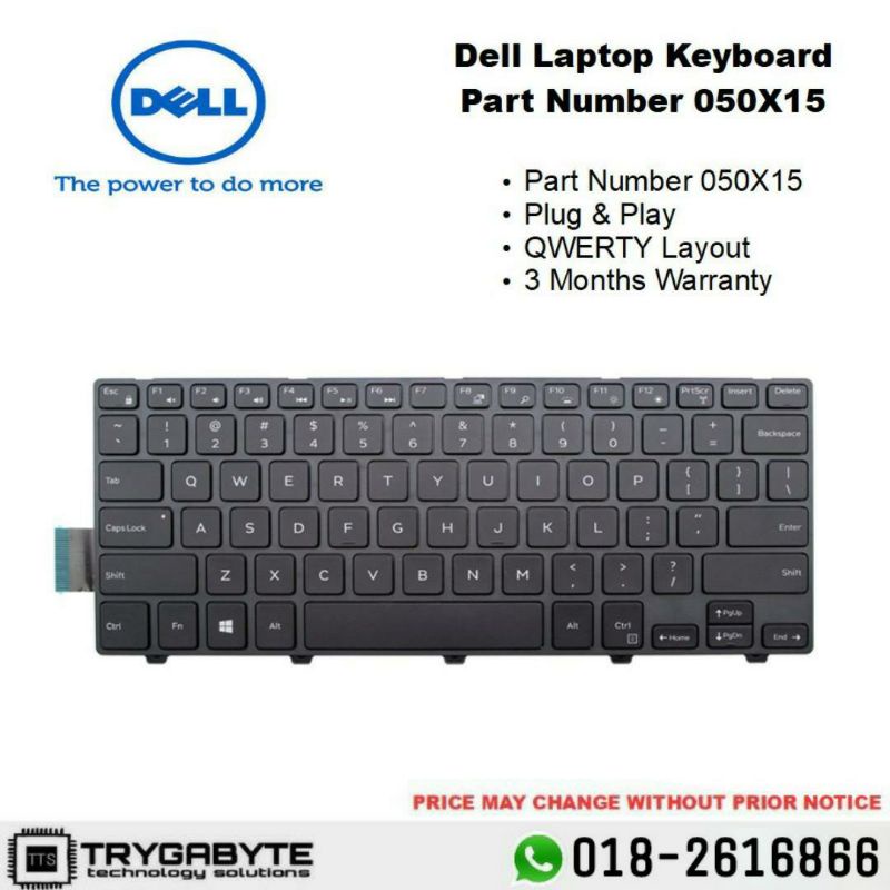 Laptop Dell Inspiron Keyboard Part Number 050X15 / Keyboard Replacement