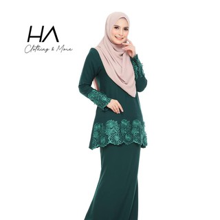  Baju  Kurung  Sulam 3D Green S M Shopee Malaysia