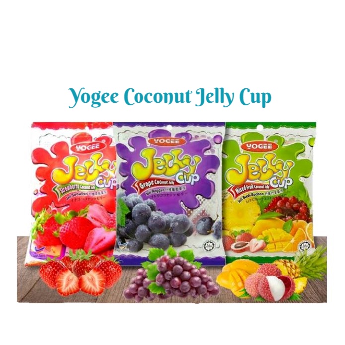 Yogee Mixed Fruit, Strawberry & Grapes Coconut Jelly Cup [Ready Stock