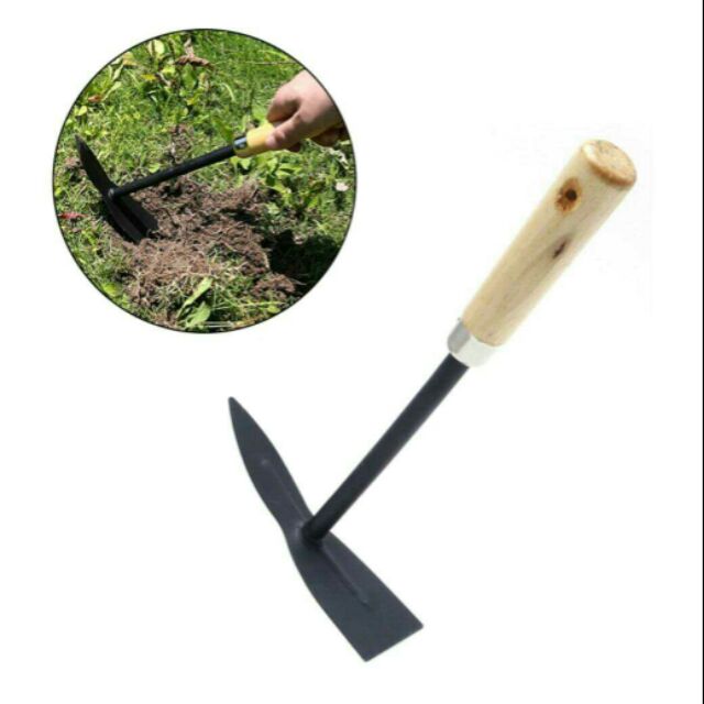 Hand Tool Mini Hoe with Wooden handle Digger Home Garden Farming