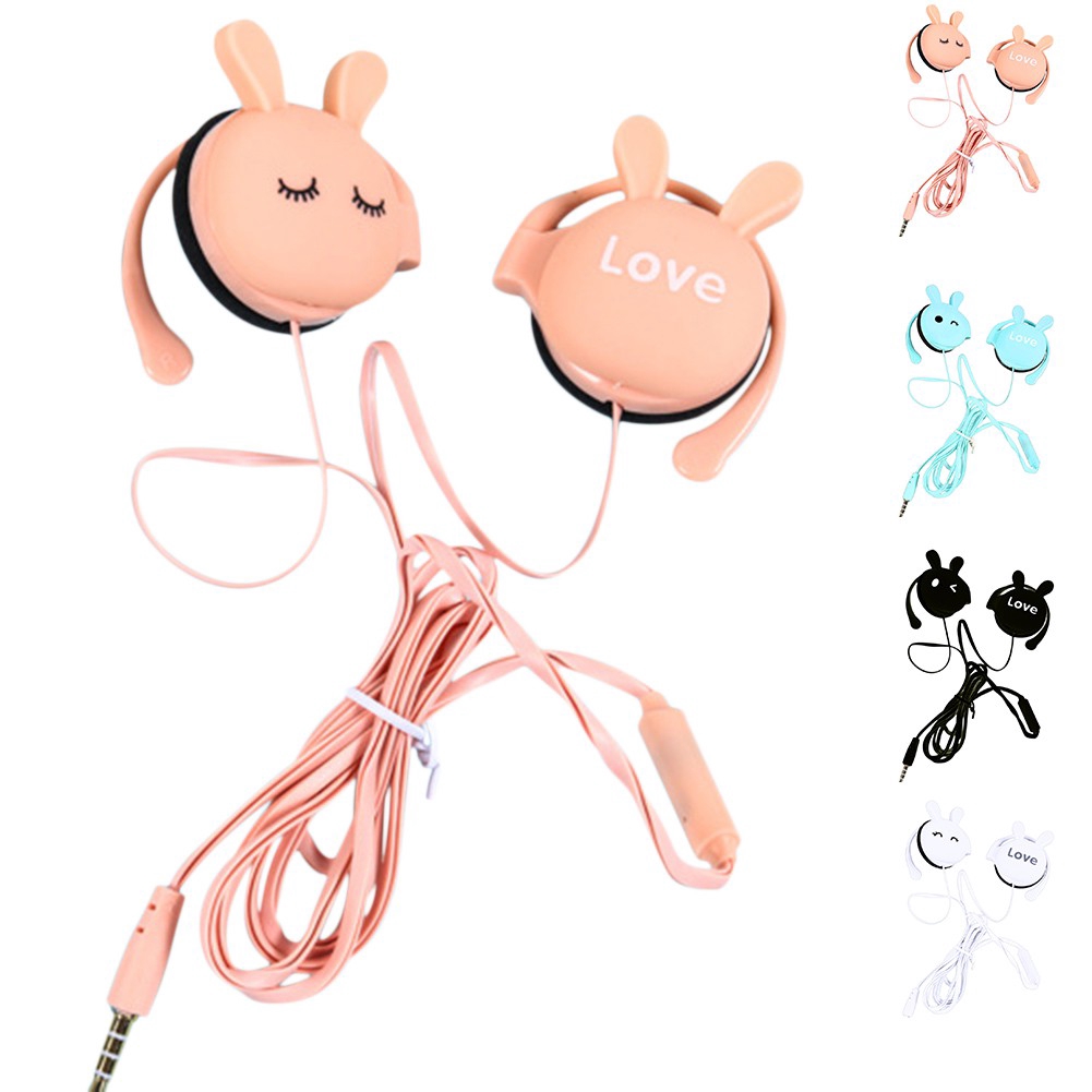 Cute Student Earphone Kabel Model Kartun Kelinci Lucu Headset