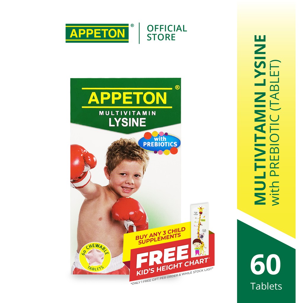 APPETON Multivitamin MV Lysine Chewable Tablet Improved Appetite, Digestion &amp; Healthy Growth (60's)