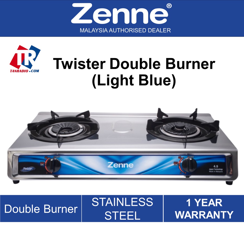 Zenne Double Burner Twister Burner Stainless Steel Dapur Bakar