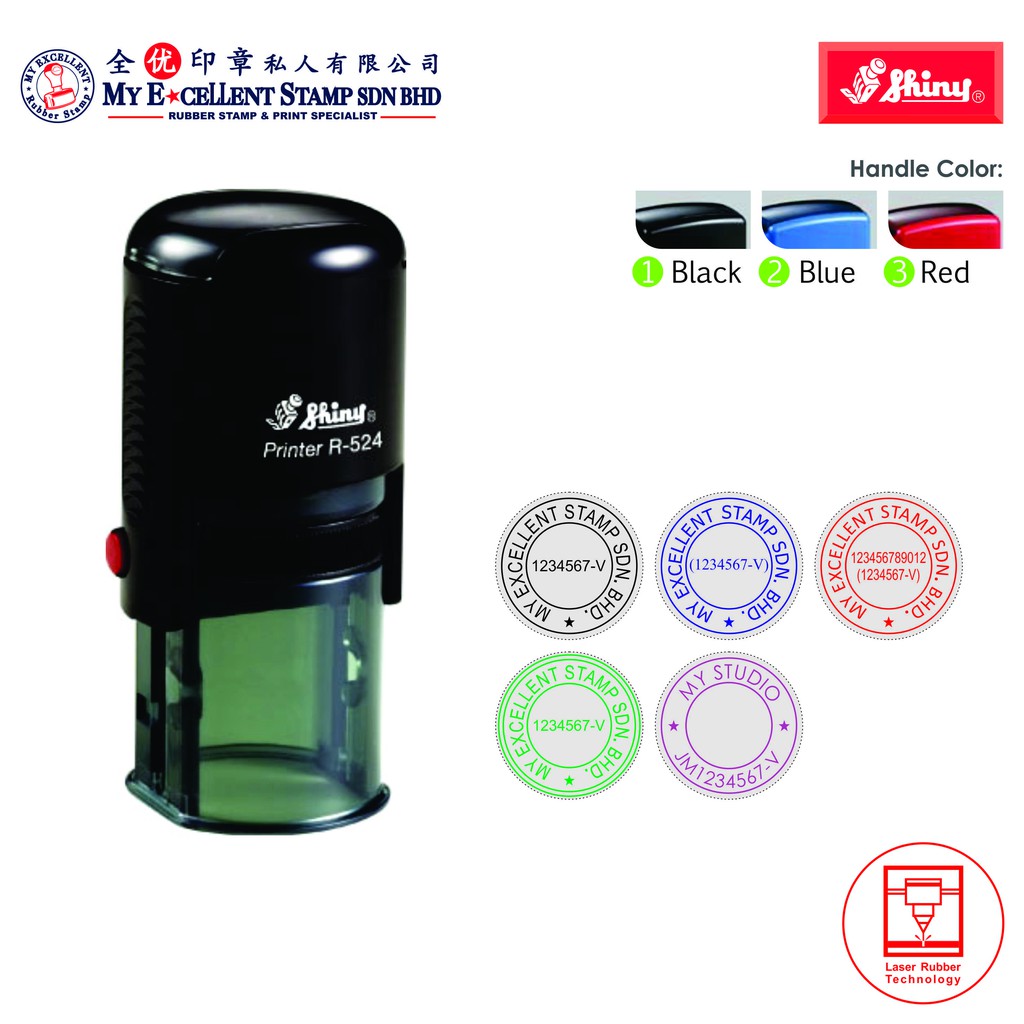 Shiny R524 Self Inking Stamp (Round Chop) | Shopee Malaysia