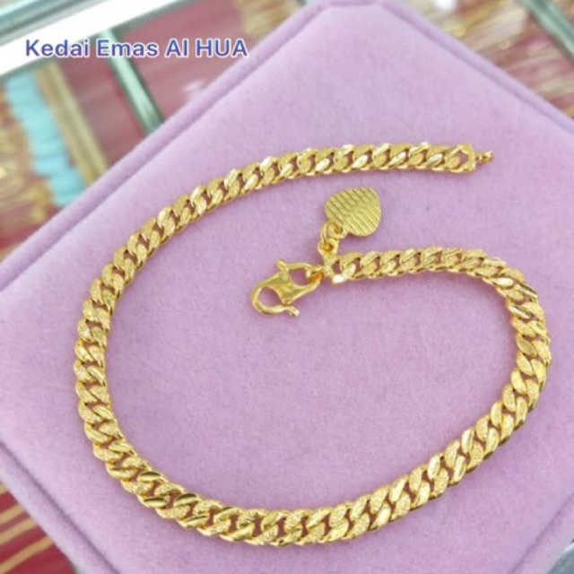Aihua 916 Gold Bracelet Emas 916 Rantai Tangan Pasir Kosong