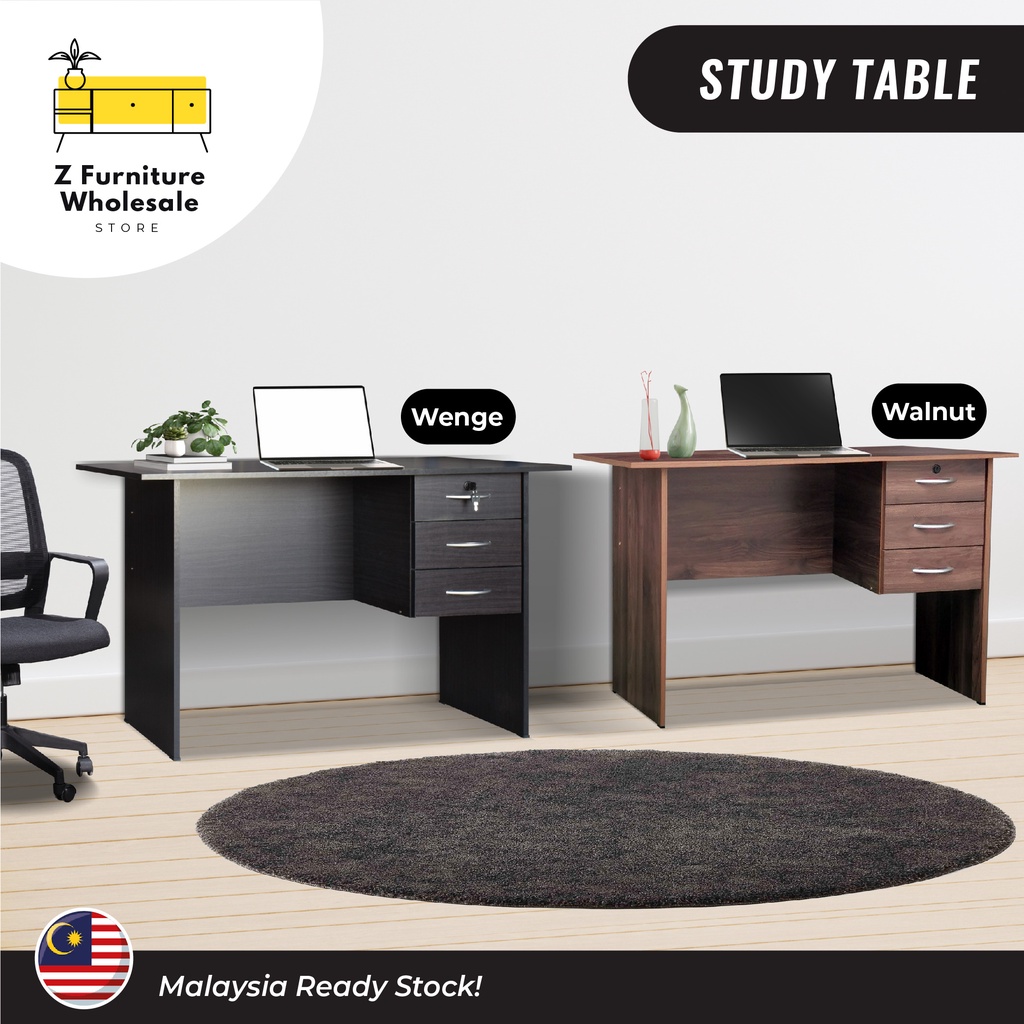 Wooden Office Study Table (Walnut) / Writing Study Table / Desktop Table / Study Desk with 3 Drawers /L120 x D60 x H74cm