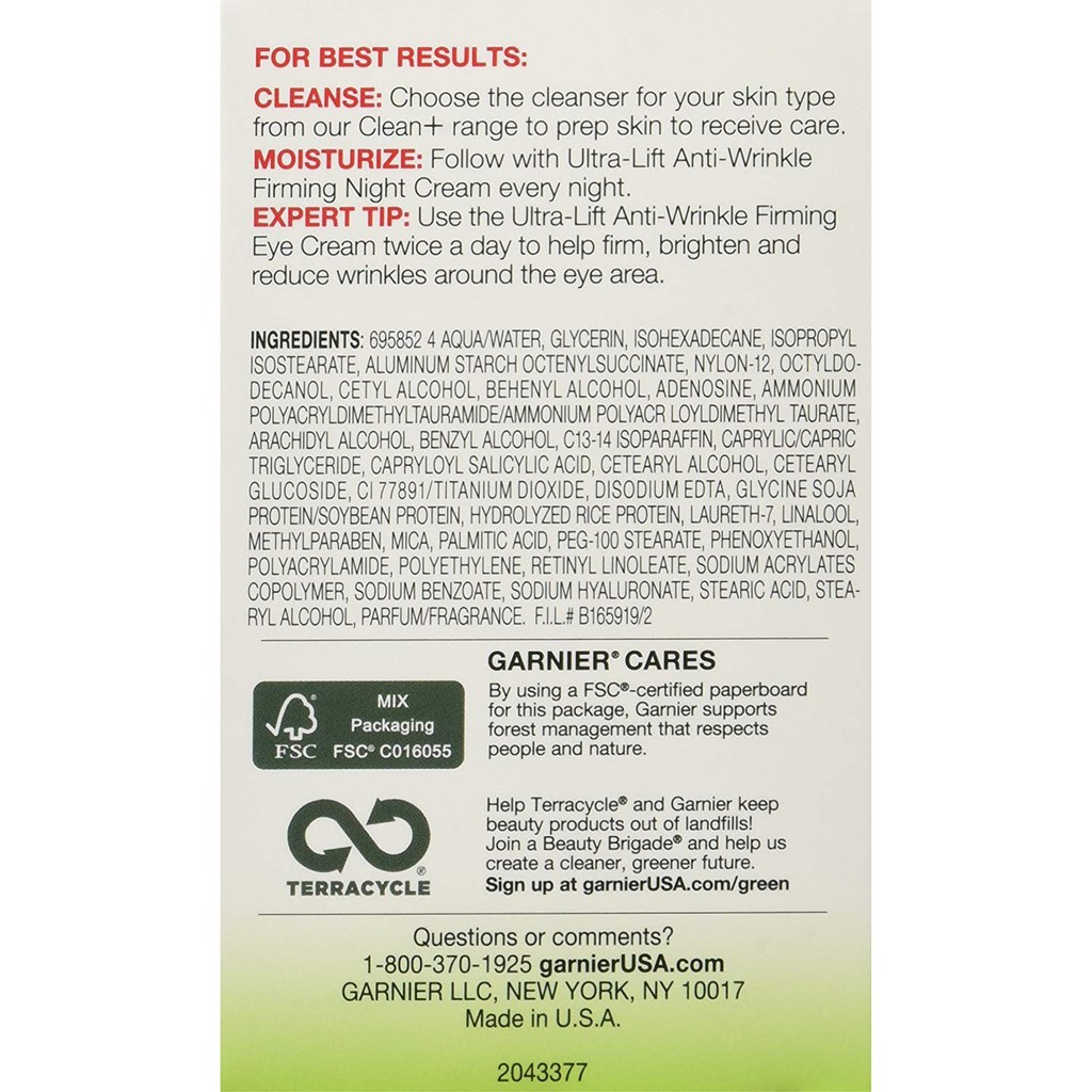 garnier ultra lift anti wrinkle firming night cream