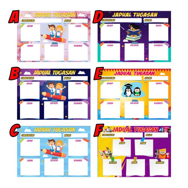 Kelas jadual tugasan Contoh Jadual