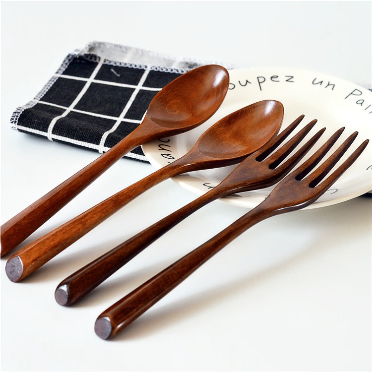 Japanese/Korean Wooden Spoon & Fork Cutleries Set (1 Set) Shopee Malaysia