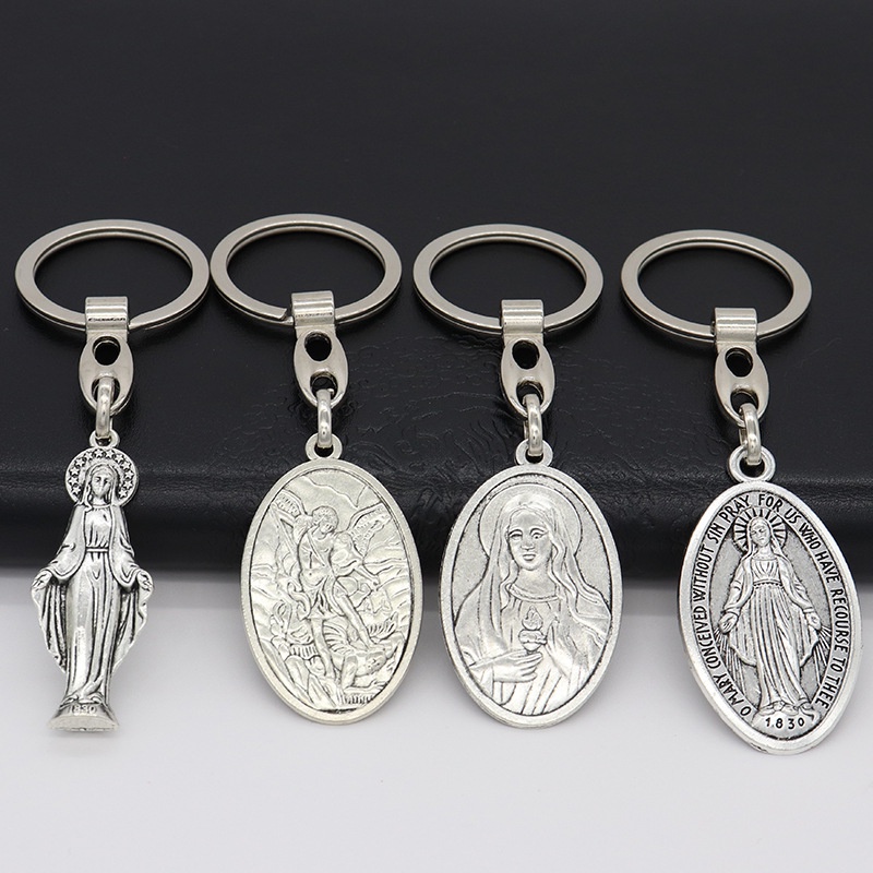 Virgin Mary Angel Exorcism Keychain Jewelry Pendant Catholic Christian Crafts