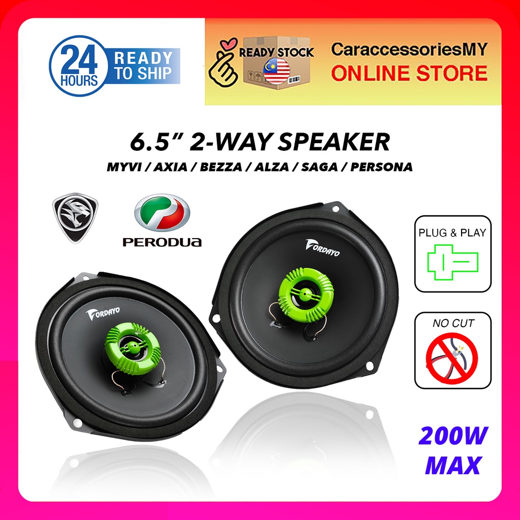 Fordayo 6.5 inch car Speaker Plug & Play pnp OEM Perodua Axia Alza Myvi New Old Lagi Best Bezza Viva Ativa Aruz Saga BLM