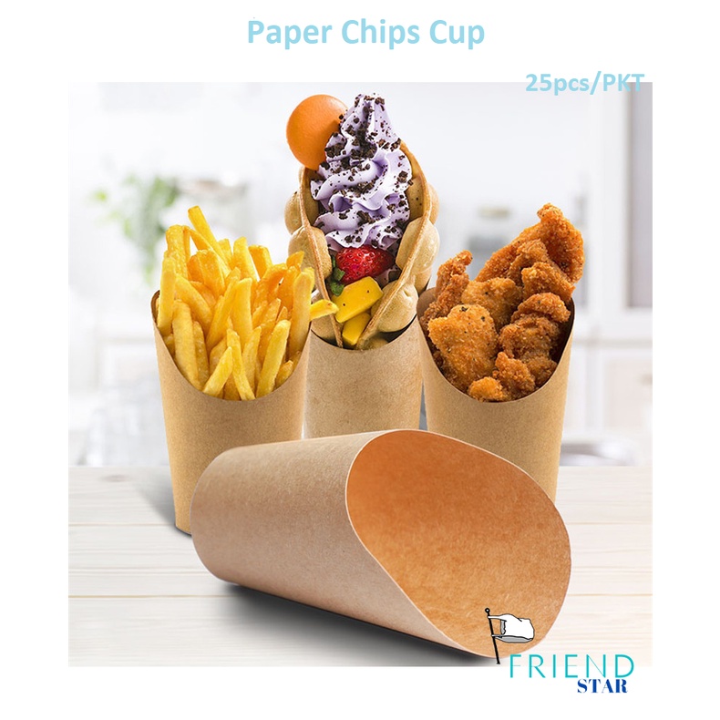 [25pcs] French Fries Cup / Paper Brown Chips Cup / Chip Cup / Snacks ...