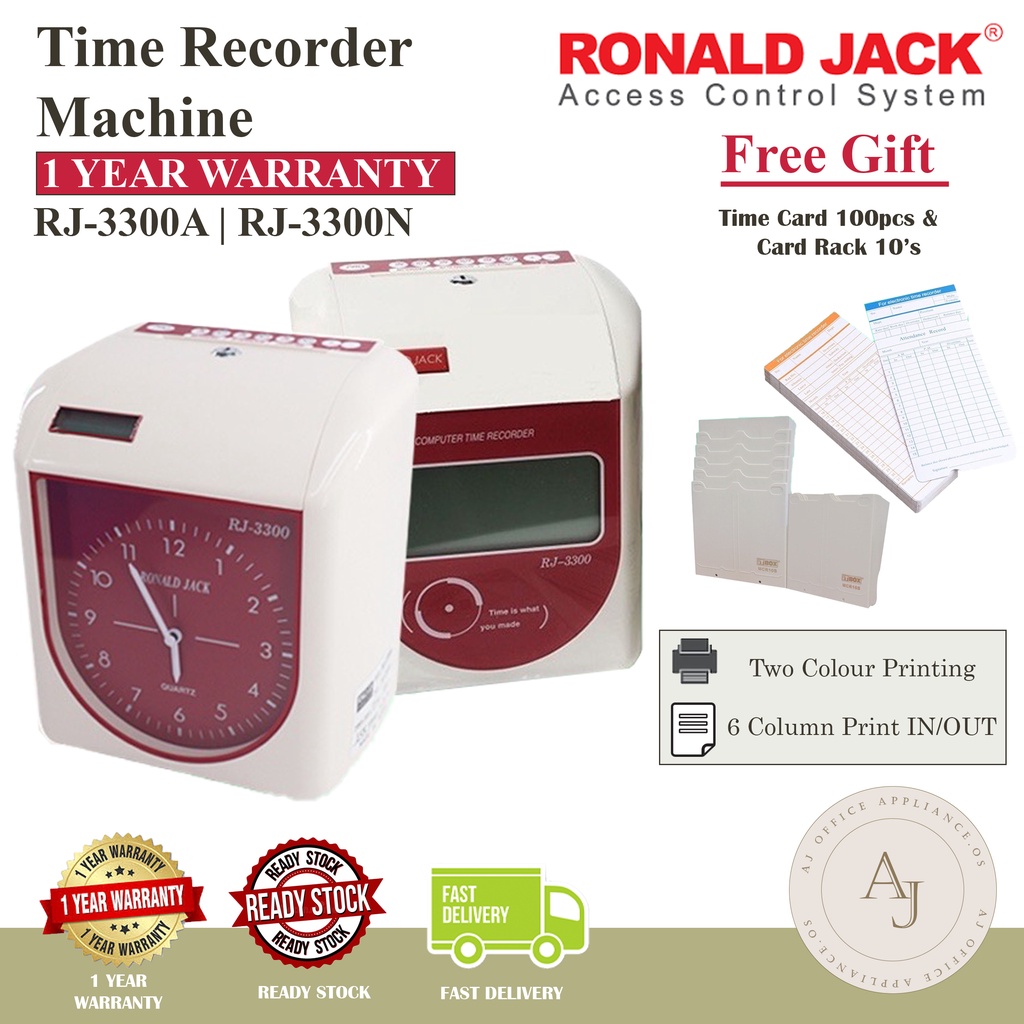 RONALD JACK RJ3300N RJ3300A Time Recorder Punch Card Machine