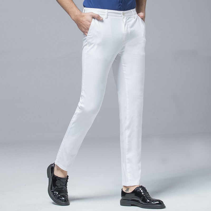 white slim fit trousers