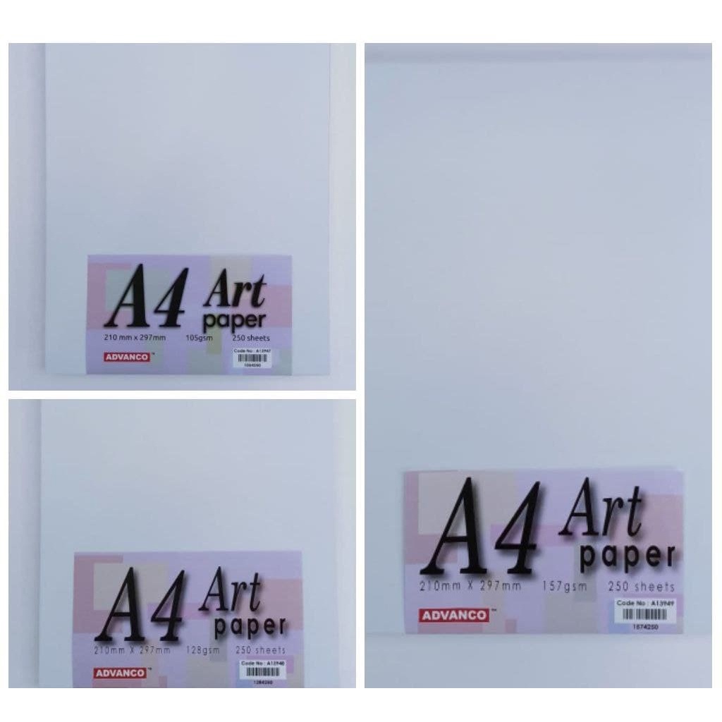 Advanco Art Paper Size A4 105gsm 128gsm 157gsm Shopee Malaysia