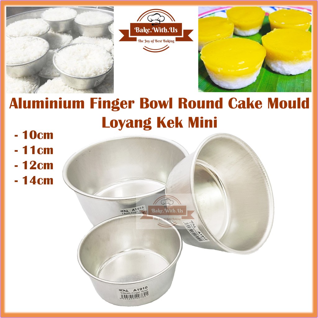 Aluminium Finger Bowl | Acuan Kuih Mini | Nasi Kukus | Loyang Kek Mini | Mini Round Cake Mould - 10/11/12/14cm