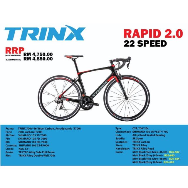 trinx 2.0 road bike price