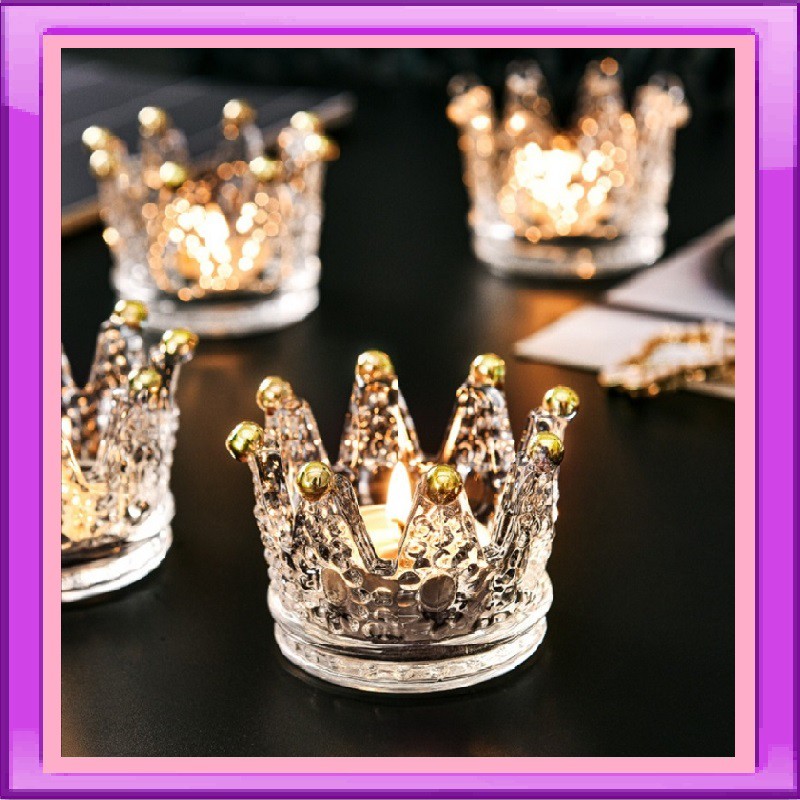 Beauty 2u Nordic Glass Crown Candlestick Crystal Jewelry Organizer Candle Holder Jualan Murah Raya Storage Makeup
