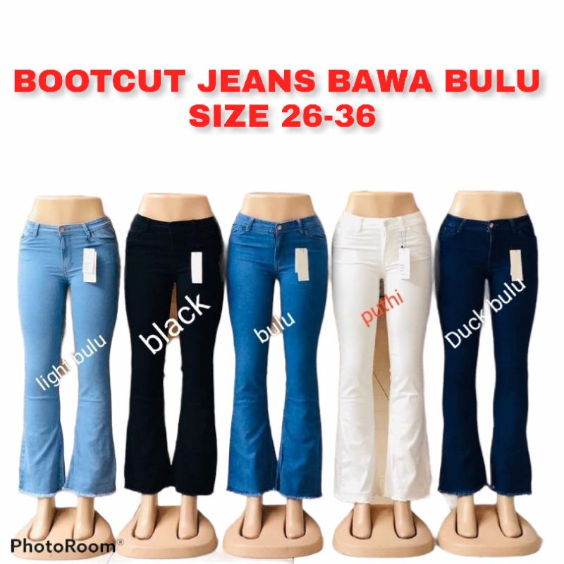 💥💥🇲🇾[Ready stock ] Women's Bootcut (bawa bulu) Kain Jeans Denim Stretchable Murah 🔥
