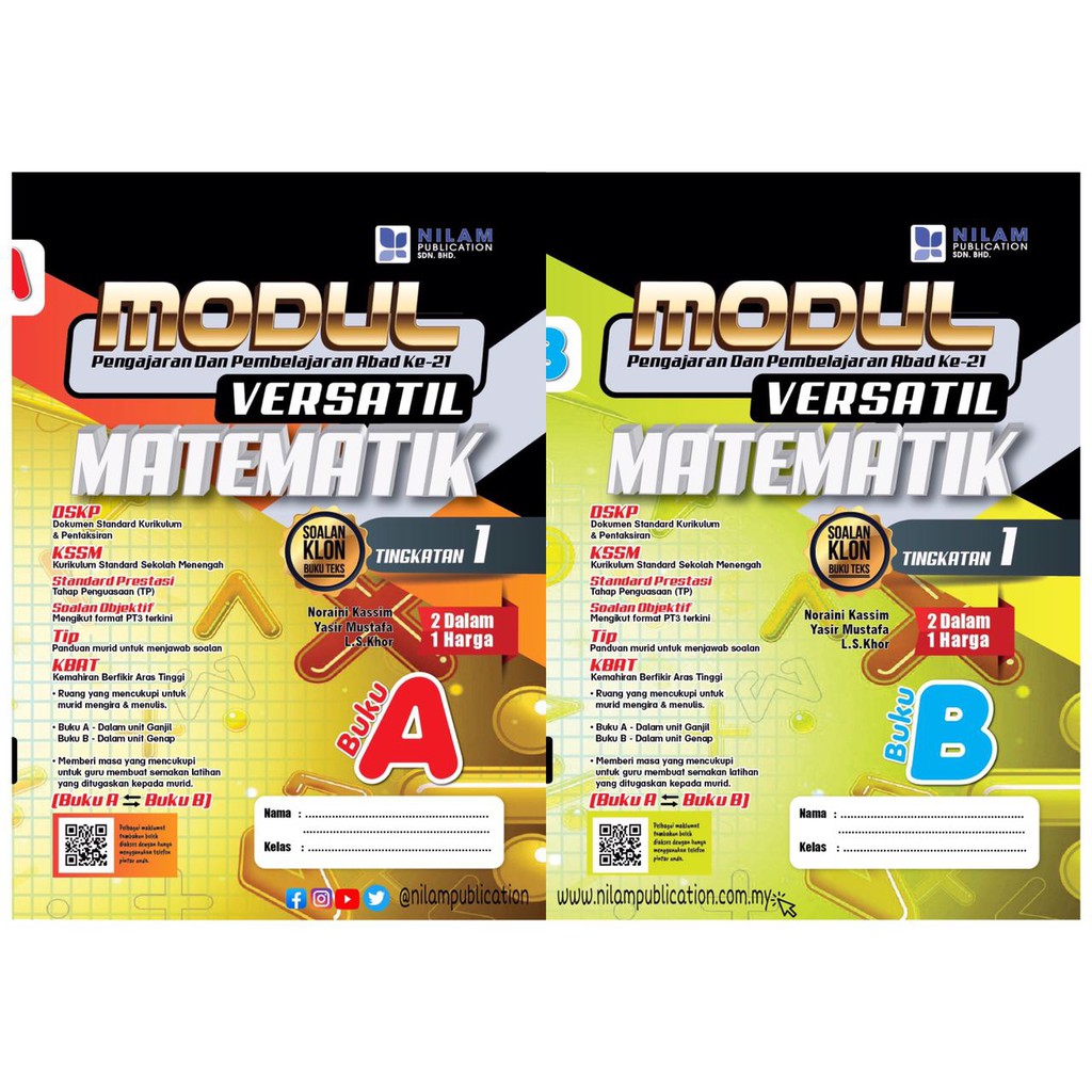 Modul Versatil P&P Abad Ke21 Matematik Tingkatan 1 (Buku A + Buku B