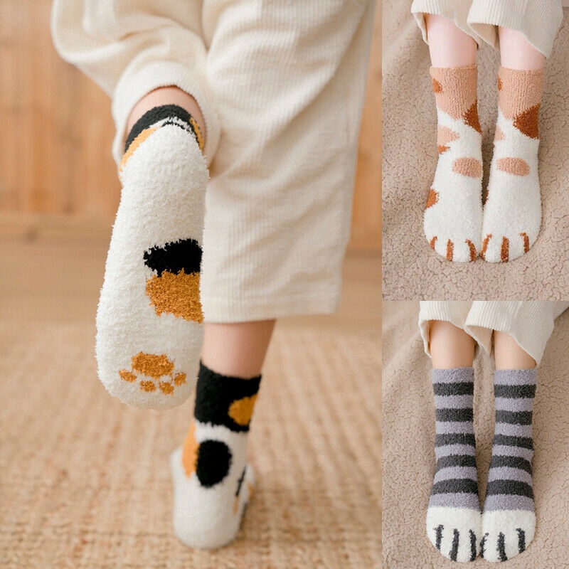 Winter Cat Claws Cute Thick Warm Sleep Floor Socks