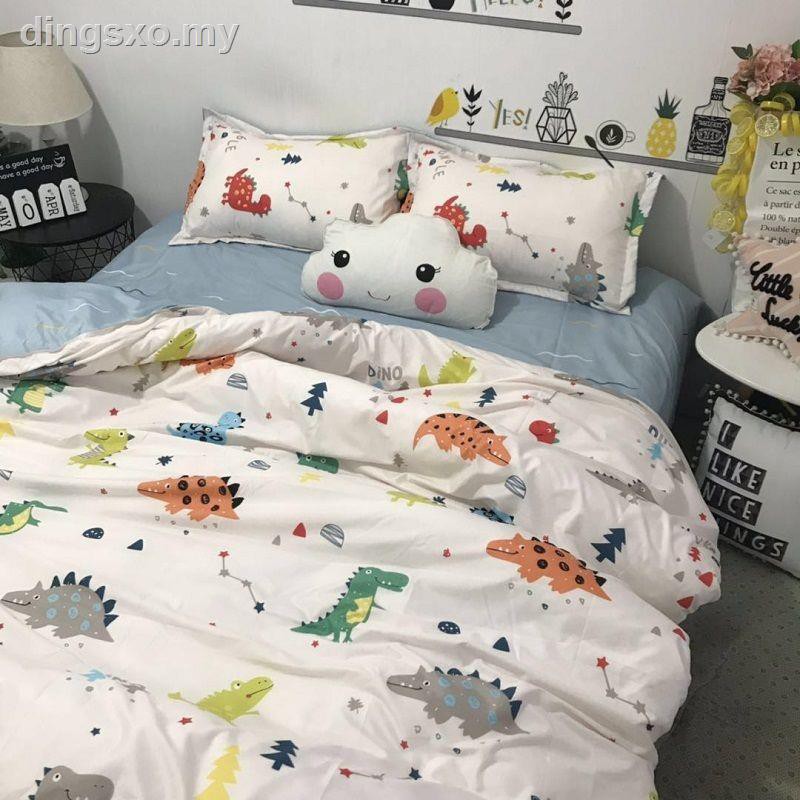 Four Piece Cotton Set Cute Cartoon Dinosaur Ins Bed Sheets Are