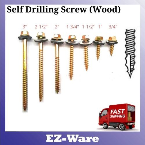 [Wood] Hex Head Self Drilling Roof and Awning Screw for Wood | Shopee ...