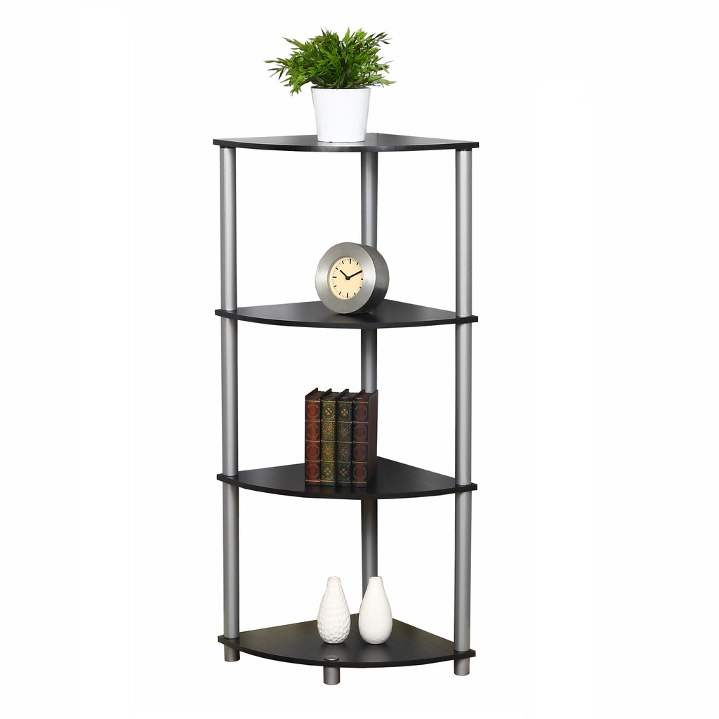 Shelf Book Corner Rack Oak Triangle Living Room Rack / Rak Sudut