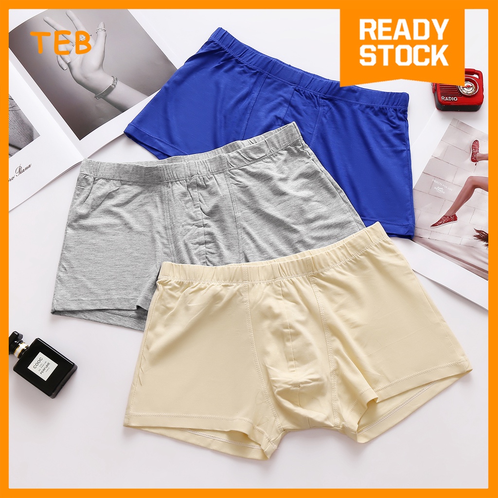 (L–3XL) CLEARANCE - Men's Boxer-Brief Cooling Cotton Spandex Underwear | Boxer Lelaki Cotton Spandex Sejuk