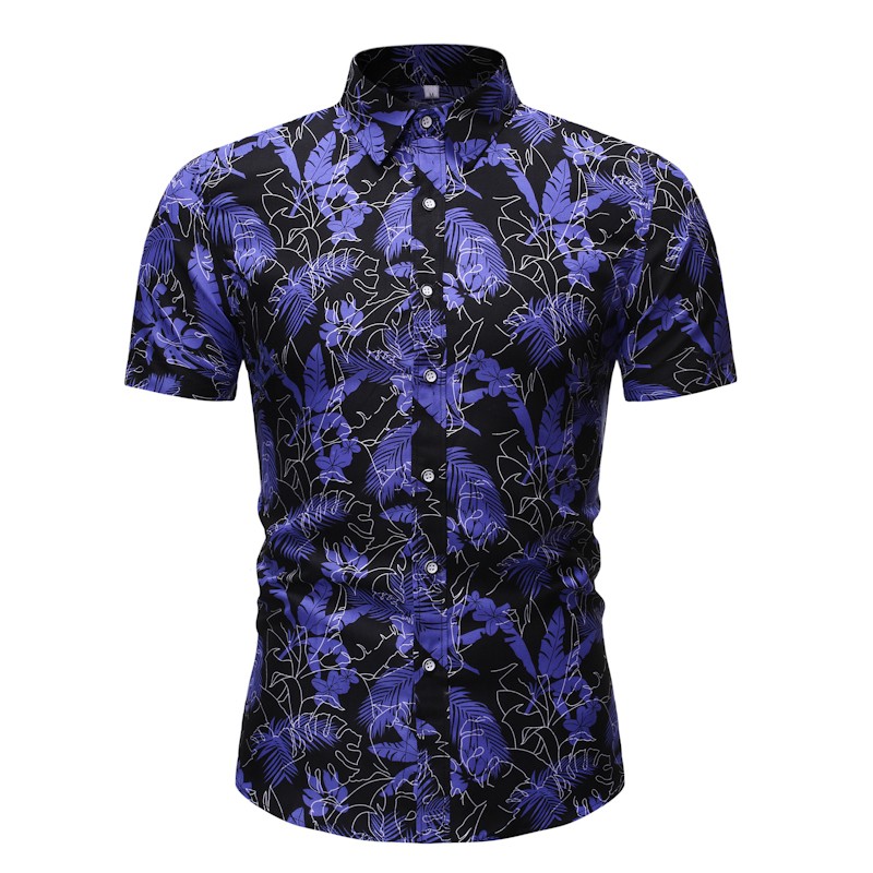 Men s Floral Summer Batik Short Sleeve Printed Fashion 