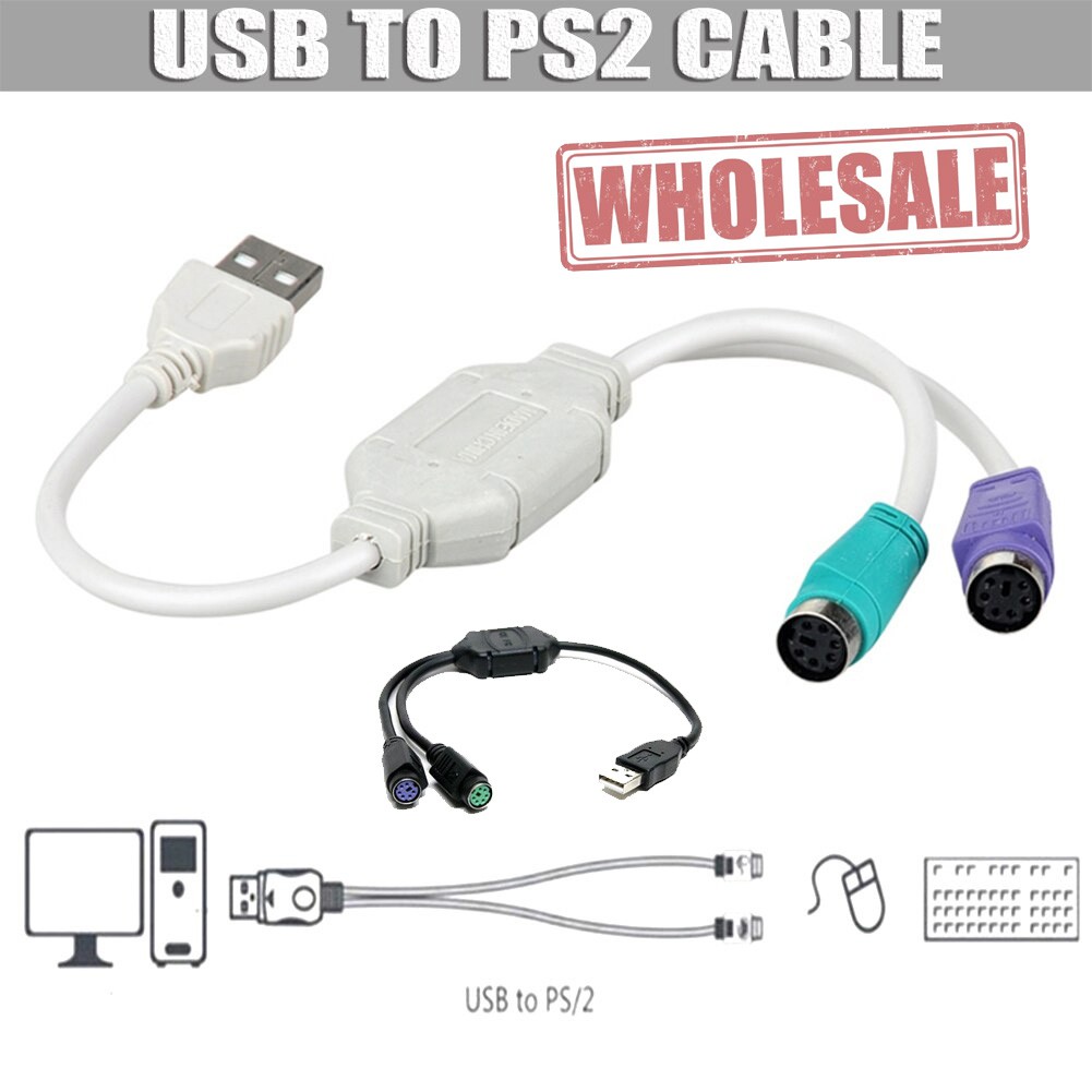 Dual PS2 Female to USB Male Converter Adaptor Cable F/M for Mouse