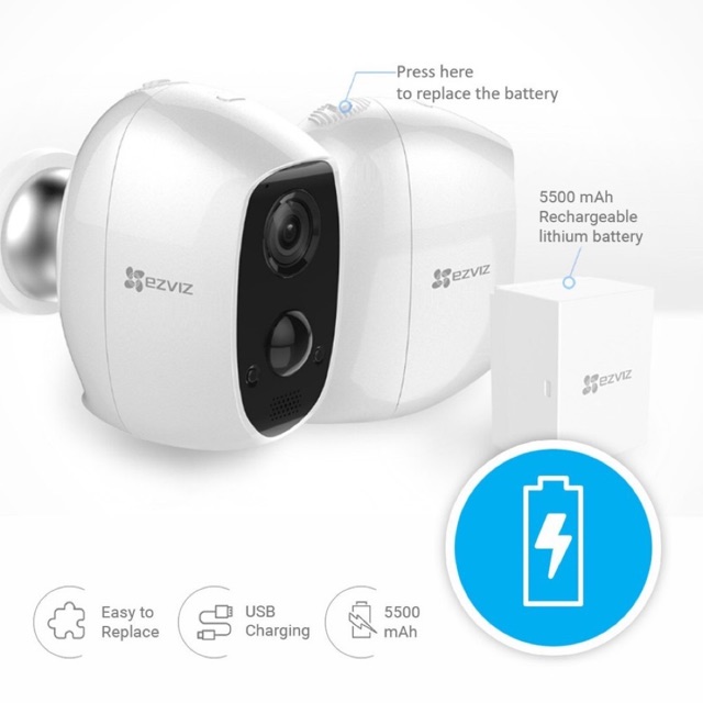 EZVIZ C3A 1080P Wire-Free Full HD Build-in Battery Smart Home Security ...