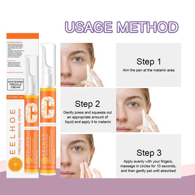 EELHOE Instant Blemish Removal Gel VC Whitening Freckle Cream Pen