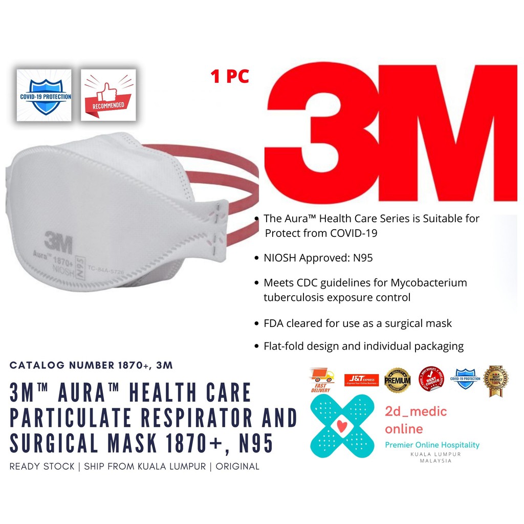 Buy Ship From Kl Ready Stock 3m Aura Face Mask N95 Health Care Particulate Respirator And Surgical Mask 1870 N95 1pc Seetracker Malaysia