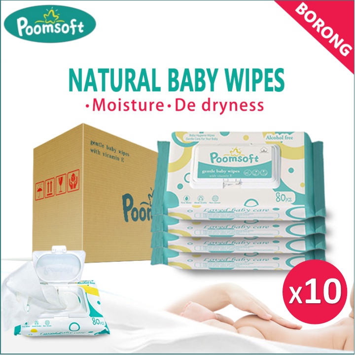 【24h to send】Poomsoft Baby Wet Wipes 800pcs - (Non Alcohol) - wet tissue tisu basah wet tissue Natural baby wet tissue
