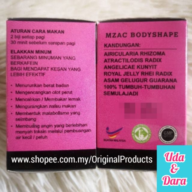 Makeups Original Hq Mzac Bodyshape Body Shape Jamu Puaka Beautycare Slimming Ubat Kurus Mujarab Shopee Malaysia