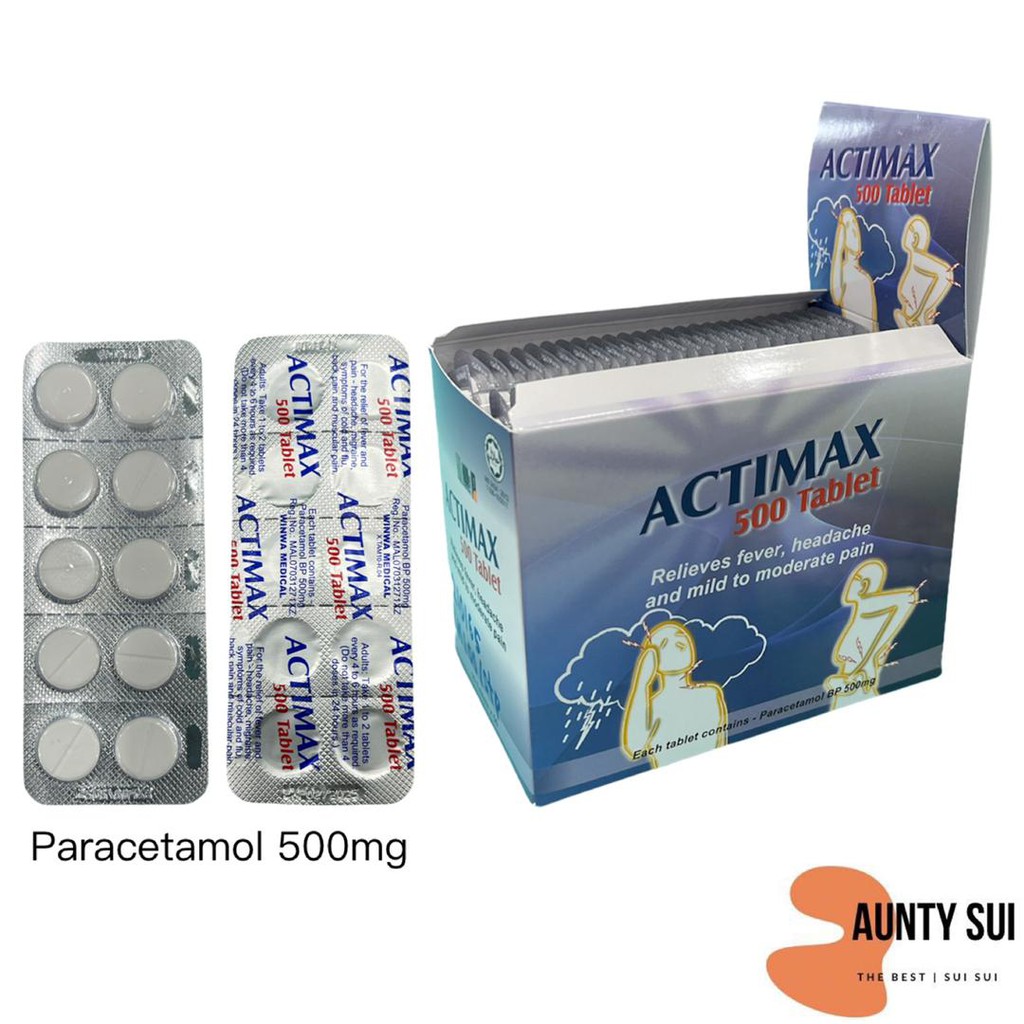 E 02 25 Paracetamol Actimax 500mg 10 S