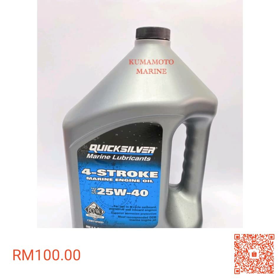 QUICKSILVER 4-Stroke Marine Engine Oil FC-W SAE 25W-40 3.78Liter  P/N:92-8M0078620 | Shopee Malaysia