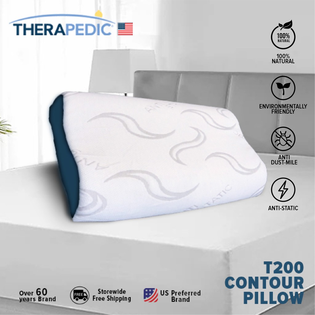 Therapedic USA "T200 Contour Pillow" 100 Natural Premium Latex