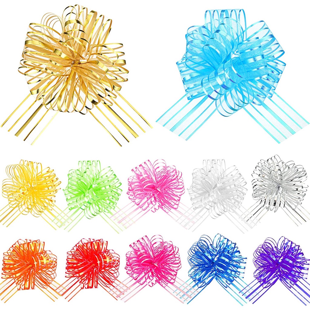 30/50mm Handmade Pull Bow Ribbon Flower Ball Birthday Wedding Car Party Gift Wrap Packing DIY Reben Tarik Bunga 手拉花