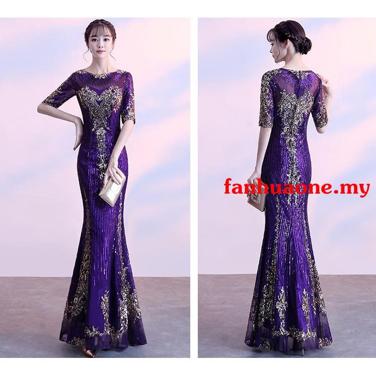 3xl Top Grade Lace Mermaid Formal Dinner Dress Purple Embroidery