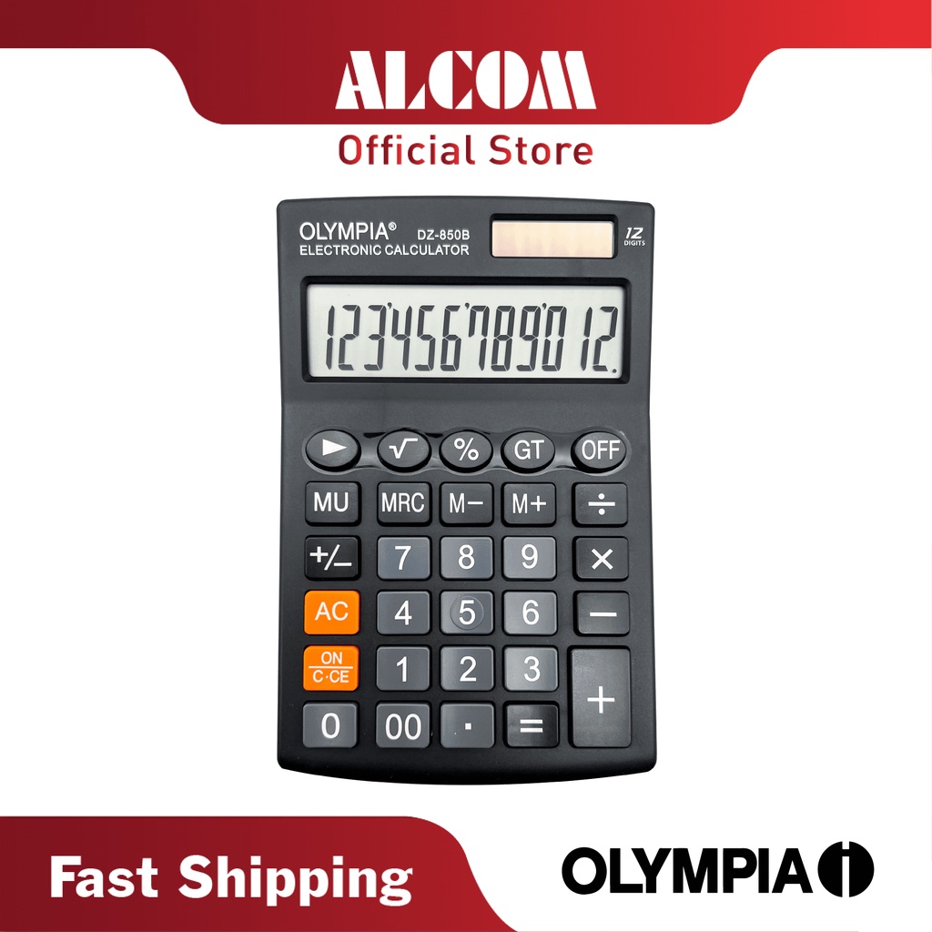 [GERMAN BRAND] OLYMPIA DZ-850B Electronic Desktop Calculator with 12 Digits, Big Display, 3 Memory Keys & Twin Power