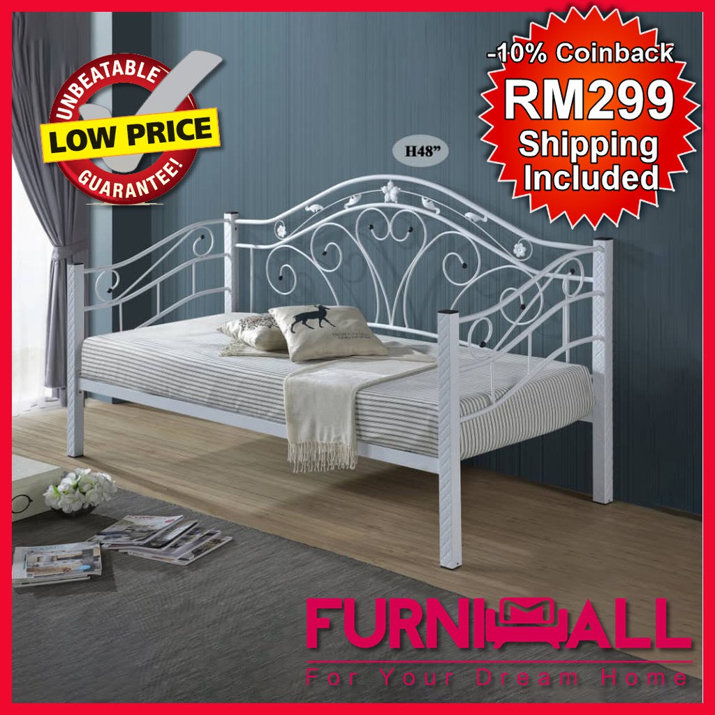 🔥ready Stock🔥furnimall Day Bed Single Metal Bed Frame Katil Besi Sofa