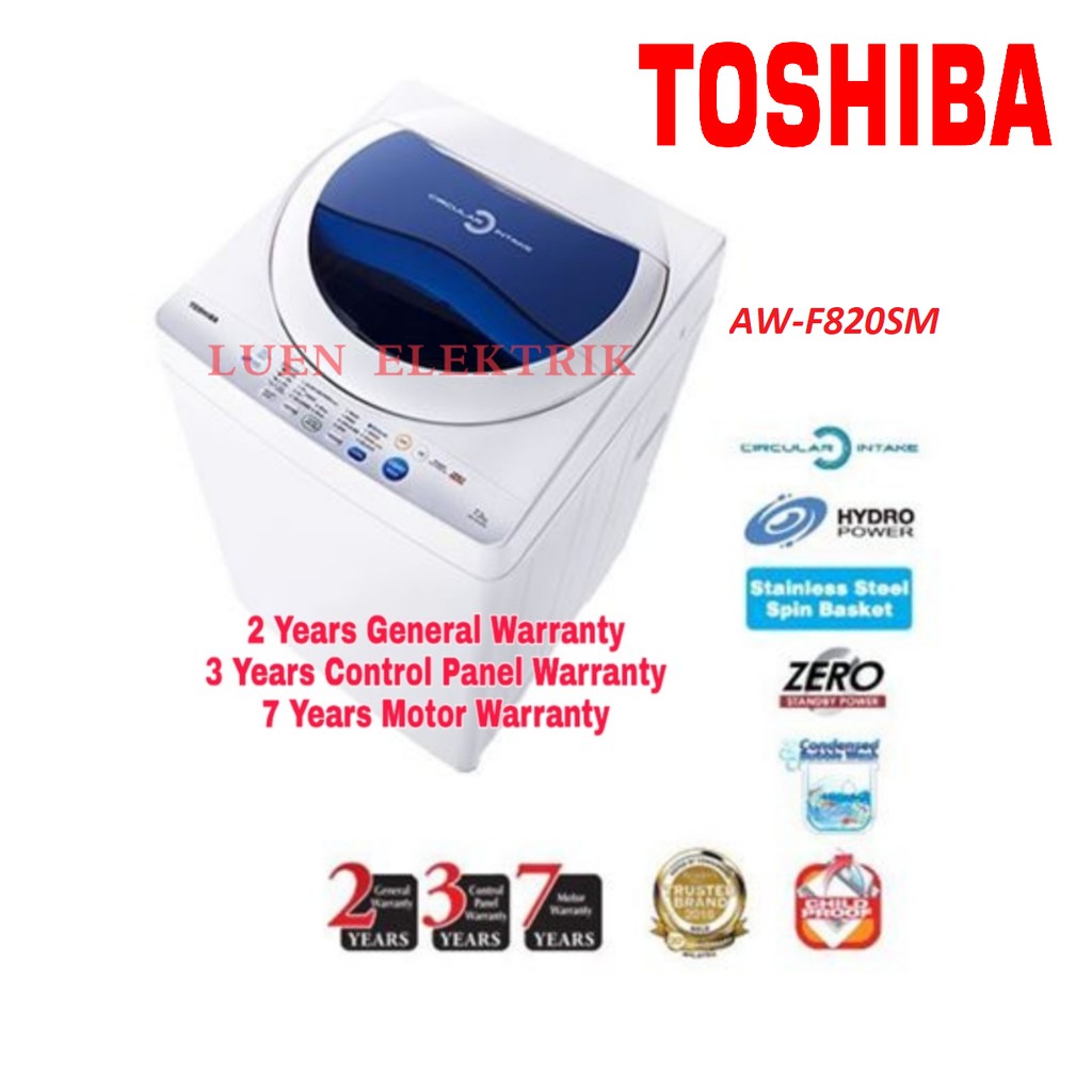 TOSHIBA AWF820SM 7.2 KG NON INVERTER FULLY AUTO TOP LOAD WASHING