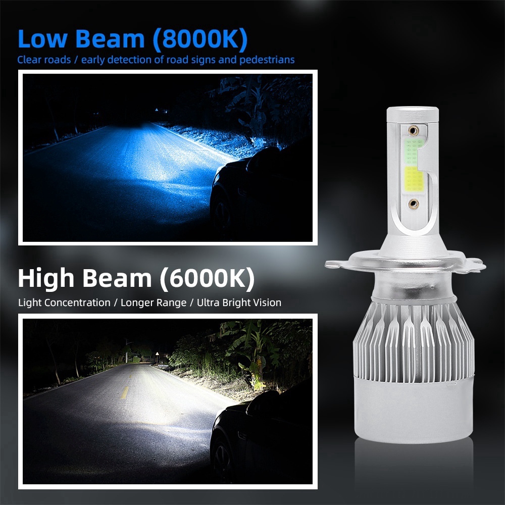 Reliable Durable Newest C6 Led Car Headlights 300W 30000LM Light Bulbs H7 H4 H1 H8 H9 H11 Headlamp 3000K 6000K 8000K ... - Image 2