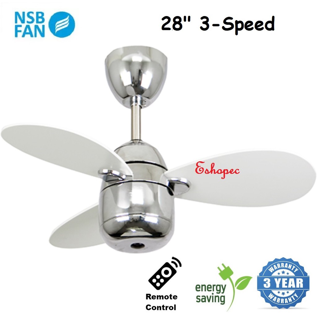 Nsb Mimi 3 Blades Remote Control Ceiling Fan 28 St White