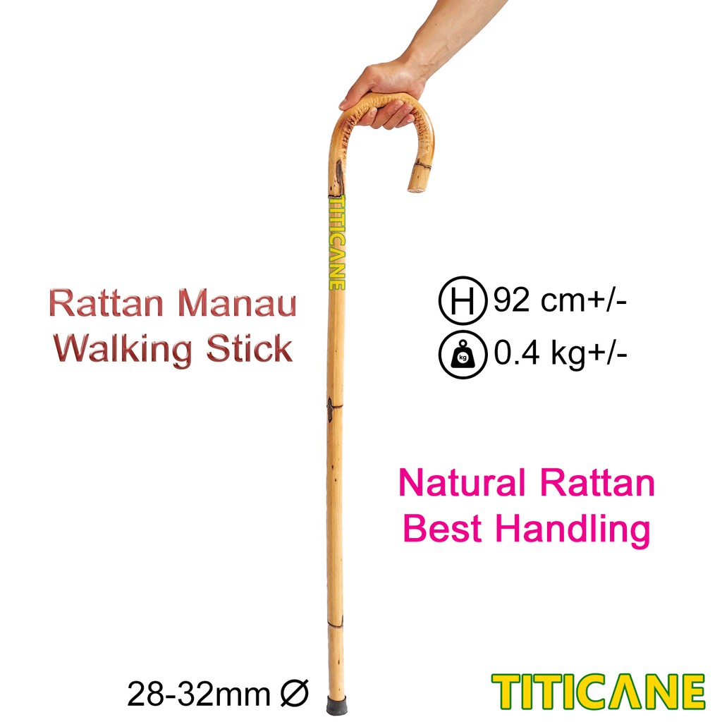 TITICANE Walking Stick [36 Inch ] [ Tongkat Rotan ] [ Rattan Manau ]