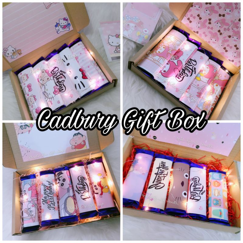 Ready Stock Cadbury Chocolate Gift Box 巧克力盒子 Cartoon Gift Box Hello Kitty Melody Shinchan Totoro