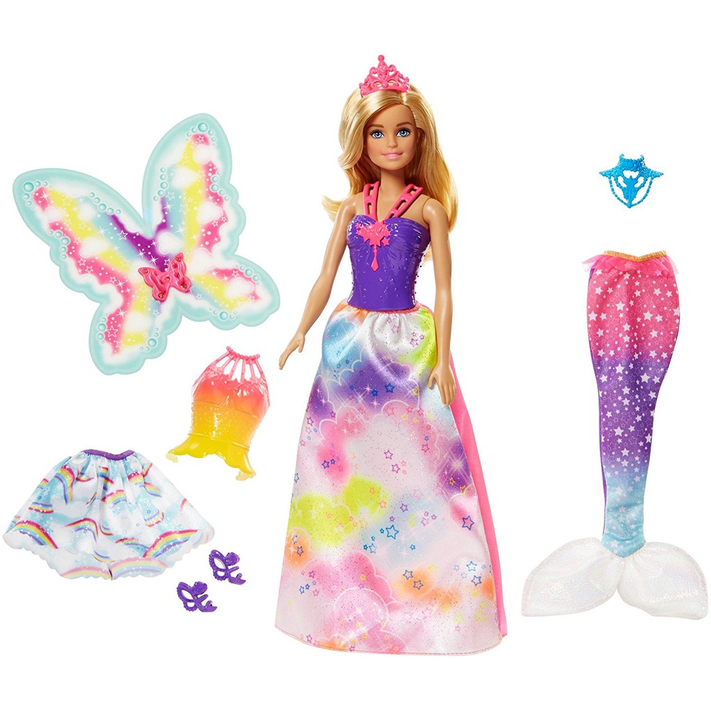 Original] Barbie Dreamtopia Doll With 3 Fairytale Costume Toys for 